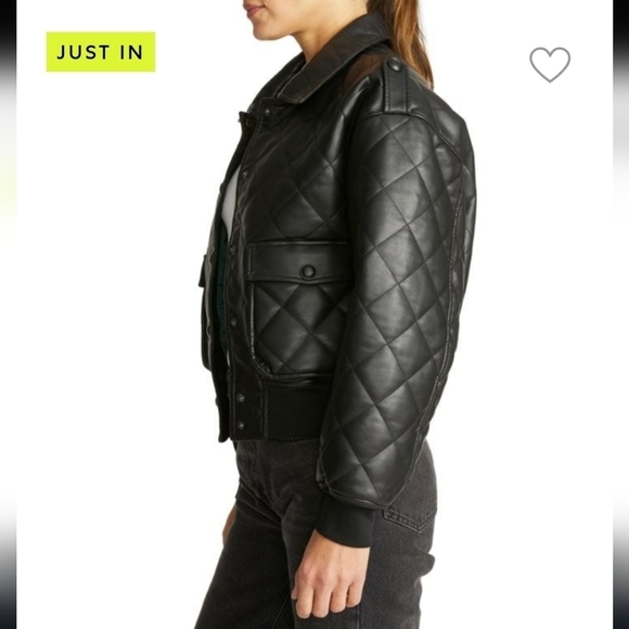REBECCA MINKOFFQuilted Vegan Leather Bomber Jacket brand new - Picture 6 of 14